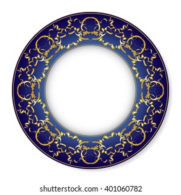 Frame with gold pattern on a blue background