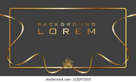 Frame with gold ribbons. Dimension 16:9. Vector illustration.