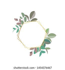 frame with gold rim with different leaves