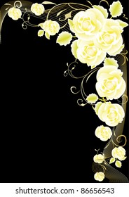 frame from gold rose on black background
