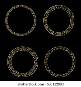 Frame gold set round vector
