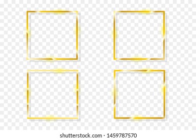 Frame gold thin border square. Vector luxury thin framework. Shining graphic square banner. Geometric isolated line shape. Pattern decoration golden design. 
