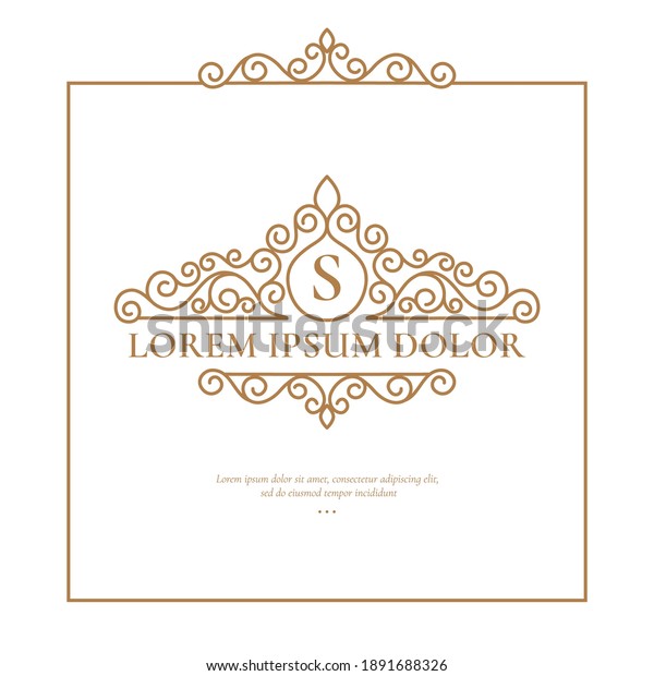 Frame with\
gold vector ornament on a white background. Elegant, classic\
elements. Can be used for jewelry, beauty and fashion industry.\
Great for logo, emblem, or any desired\
idea.