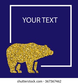 Frame with golden bear. Vector illustration