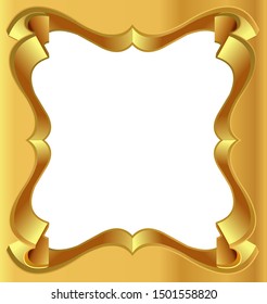 Frame Golden carved vector illustration on white background