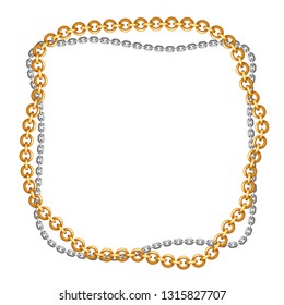 Frame with golden chains. Vintage luxury precious background.