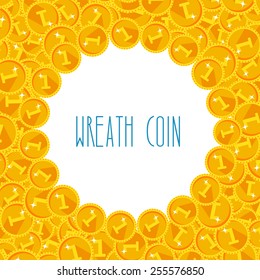 Frame from golden coins on white background