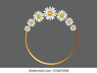 frame golden design daisy hand drawn 