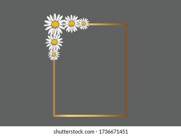 Frame Golden Design Daisy Hand Drawn 