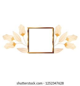 frame golden with flowers isolated icon