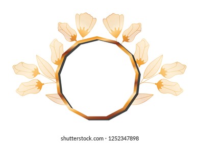 frame golden with flowers isolated icon