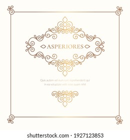 Frame with golden vector ornament on a white background. Elegant, classic elements. Can be used for jewelry, beauty and fashion industry. Great for logo, emblem, or any desired idea.