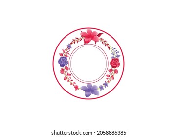 Frame with golden vector ornament on a white background. Wedding invitation frame set; flowers, leaves, watercolor, isolated on white.