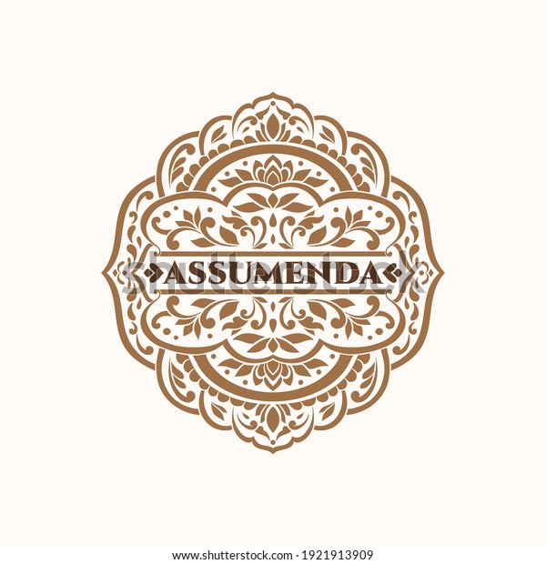Frame with\
golden vector ornament on a white background. Elegant, classic\
elements. Can be used for jewelry, beauty and fashion industry.\
Great for logo, emblem, or any desired\
idea.