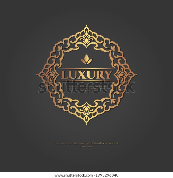 Frame with\
golden vector ornament on a black background. Elegant, classic\
elements. Can be used for jewelry, beauty and fashion industry.\
Great for logo, emblem, or any desired\
idea.