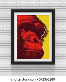 Frame with gorilla. Vector illustration. Hand drawn. Eps10