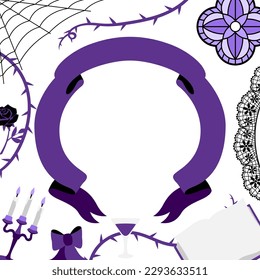 Frame in gothic style. Illustration for holiday and party. Halloween or masquerade.
