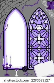 Frame in gothic style. Illustration for holiday and party. Halloween or masquerade.