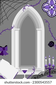 Frame in gothic style. Illustration for holiday and party. Halloween or masquerade.
