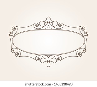 Frame graceful antique.Vector illustration.Brown on beige
