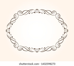 Frame graceful antique.Vector illustration.Brown on beige.