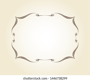 Frame graceful antique.Vector illustration.Brown on beige