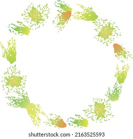 A frame of gradient green spots. Illustration, splashes, yellow, green, orange, drops, ready to use, eps. For your design