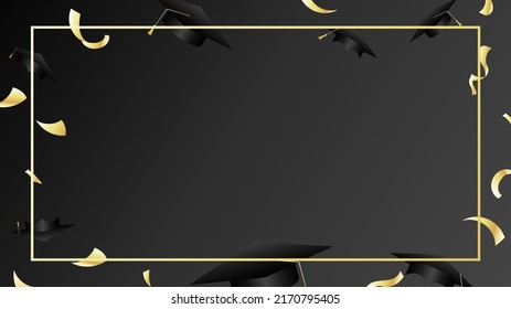 Frame  graduation  with Graduation cap , congratulations  on black color background, Vector illustration EPS 10