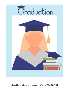 Frame for graduation photo booth props or text. Graduate student, graduation. Vector illustration