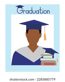 Frame for graduation photo booth props. Graduate student, graduation. Vector illustration