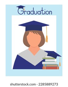 Frame for graduation photo booth props. Graduate student, graduation. Vector illustration