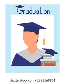 Frame for graduation photo booth props. Graduate student, graduation. Vector illustration
