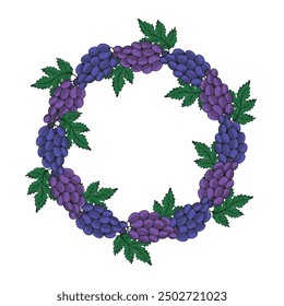 Frame with Grapes. Hand drawn vector engraved vintage illustration.  Background for text with Grapevine. The images are created without the use of any artificial intelligence software at any stage