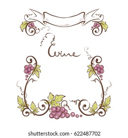 Frame from grapes / Vector illustration, floral design element