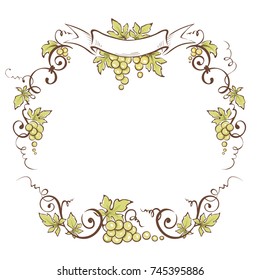 Frame from grapes / Vector illustration, floral design element