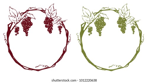 Frame from grapes / Vector illustration, set floral design element