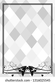 frame with grapes weaving on a gray background for print
