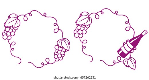 frame of grapes and wine