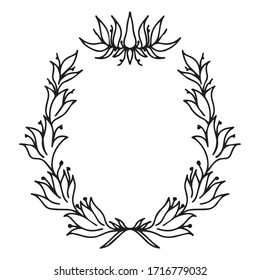 frame graphic design vector illustration, art tattoo sketch, retro style, patterns of twigs, use in print, hand draw
