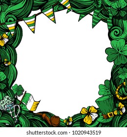 Frame of graphic elements for St. Patrick's day. The Doodle style.