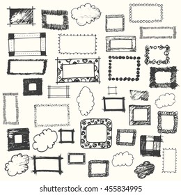 Frame graphic pencil drawing different collection.