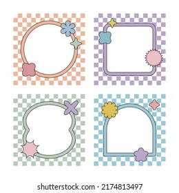 Frame graphic set of various shapes combinations in modern, simple, and vintage styles.