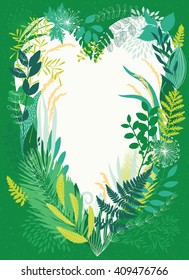 Frame from grass in the form of heart