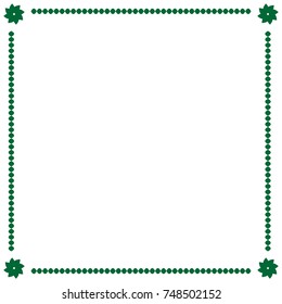 Frame green. Border from ovals and flowers. Decoration banner rim. Color framework isolated on white background. Decoration concept. Modern art scoreboard. Stock vector illustration