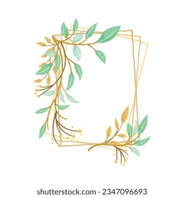 Frame with Green Branches and Foliage Vector Illustration