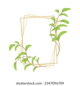 Frame with Green Branches and Foliage Vector Illustration