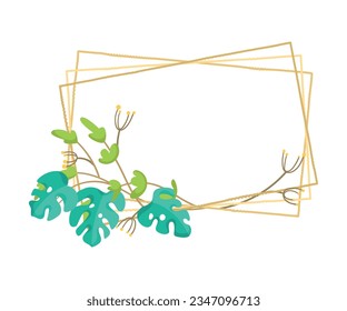 Frame with Green Branches and Foliage Vector Illustration