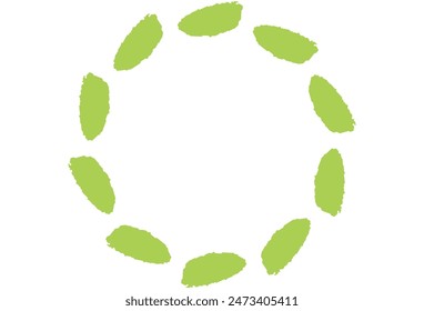 Frame of green dots with a touch of brush like young leaves