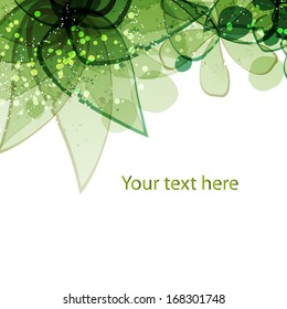 frame with green flower.  Background for your text. Use as ecology emblem or other design