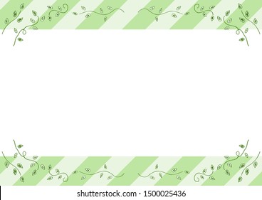 frame of green leaf  and stripe pattern 